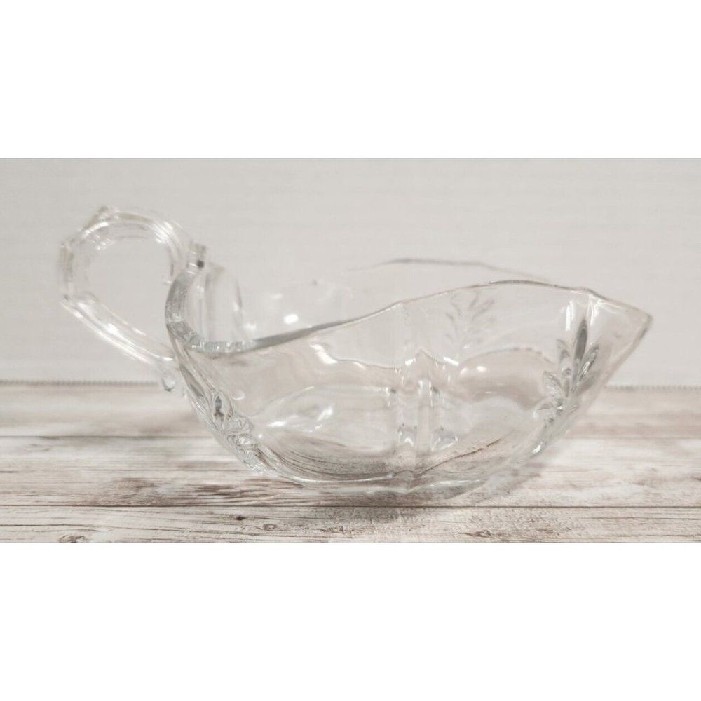 Vintage Crystal American Triangle Nappy Dish Relish Handle Spout Small